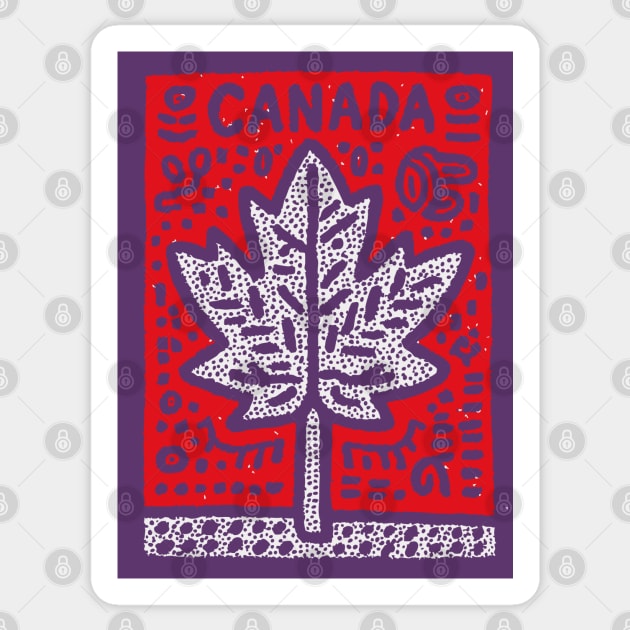 Tribal Canada Maple Leaf | Linocut Graphic Art Sticker by TuncGK